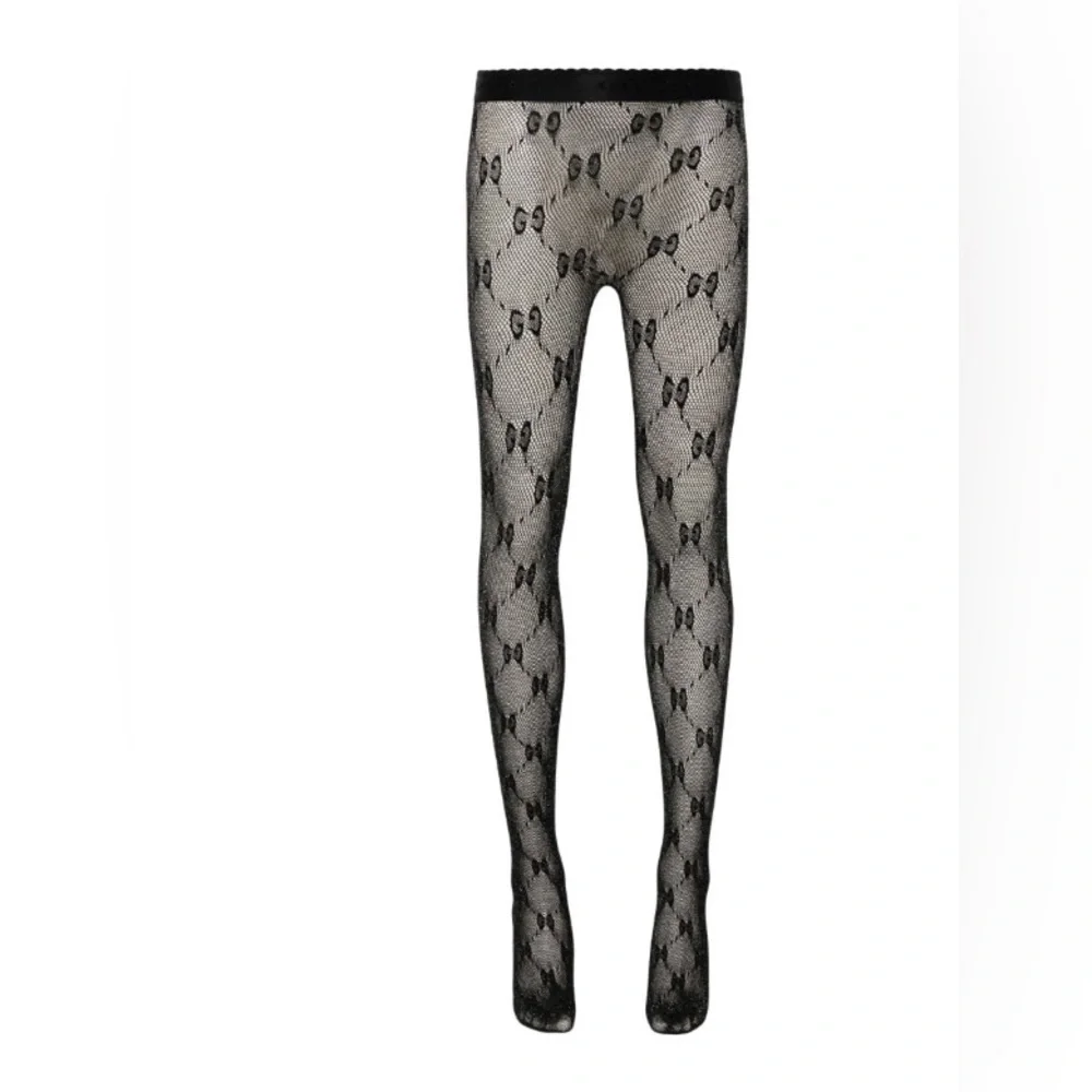Gucci Black Lurex GG Knit Tights Size Small